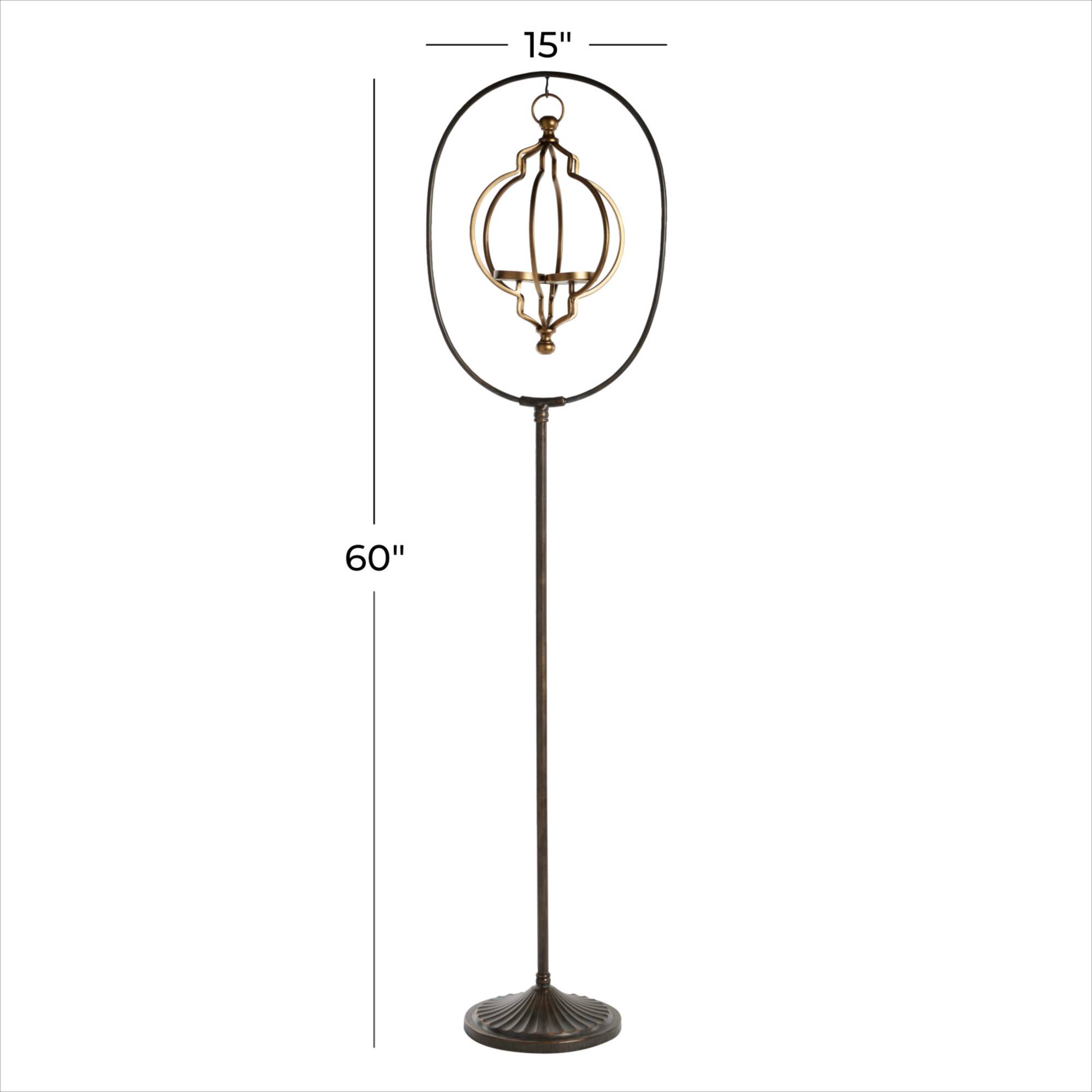 Black Metal Eclectic Candle Holder Lantern, 60" x 15" x 12"